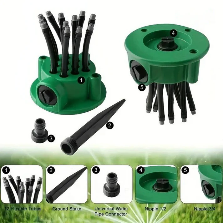 360° Flexible Garden Sprinkler with Adjustable Multi-Directional Water Spray
