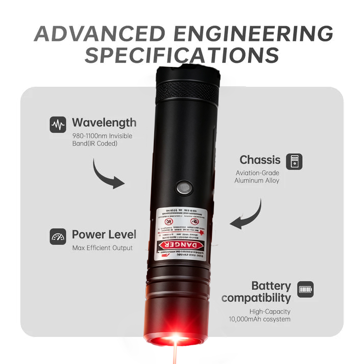💡2026 New Design 120W 900-1100NM Powerful IR Laser Pointer