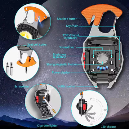 dht™⭐Mini Keychain Flashlight Rechargeable Work Light Multifunction Outdoor Camping Emergency Light