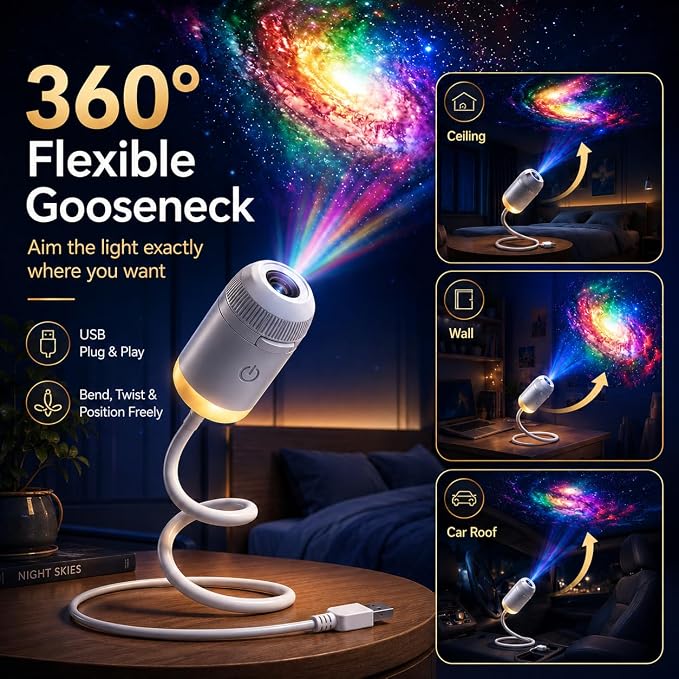 HD Smart 5D Starry Sky Projection Night Light / Holographic Night Light Projector