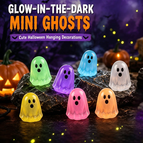 🎃 Glow‑in‑the‑Dark Mini Ghosts – Cute Halloween Hanging Decorations, 7 Assorted Colors Per Set