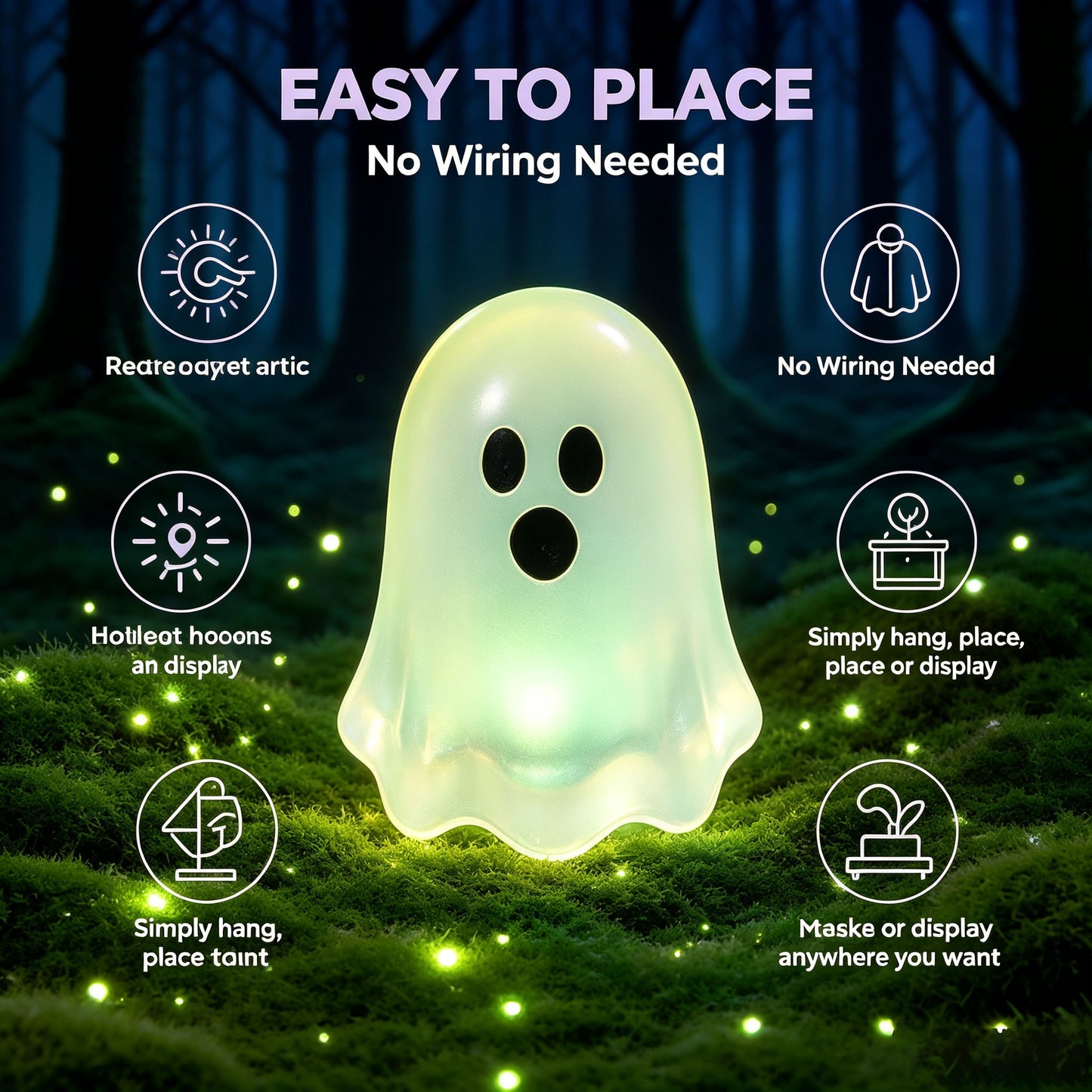 🎃 Glow‑in‑the‑Dark Mini Ghosts – Cute Halloween Hanging Decorations, 7 Assorted Colors Per Set