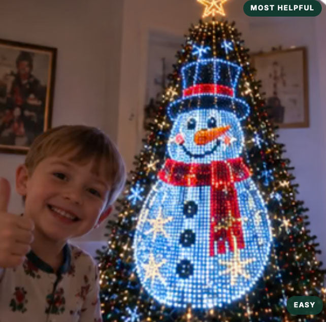 Christmas tree with snowman animated lights