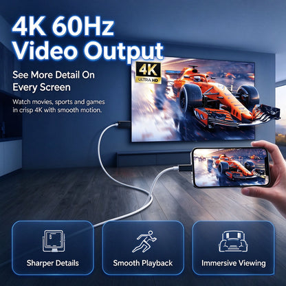 🔌 USB-C to HDMI Cable with 100W PD Charging – 4K@60Hz Video Output