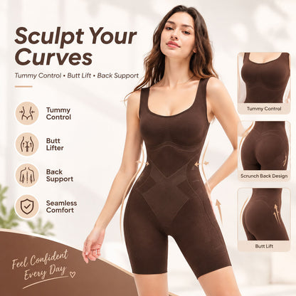👗 Tummy Control Butt Lifter Faja Bodysuit — Back Support & Open Back Design