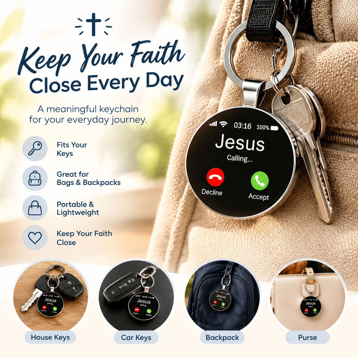 💥Buy 1 get 1 free 🔥Jesus Calling Keychain | A Daily Reminder of Faith & God’s Love