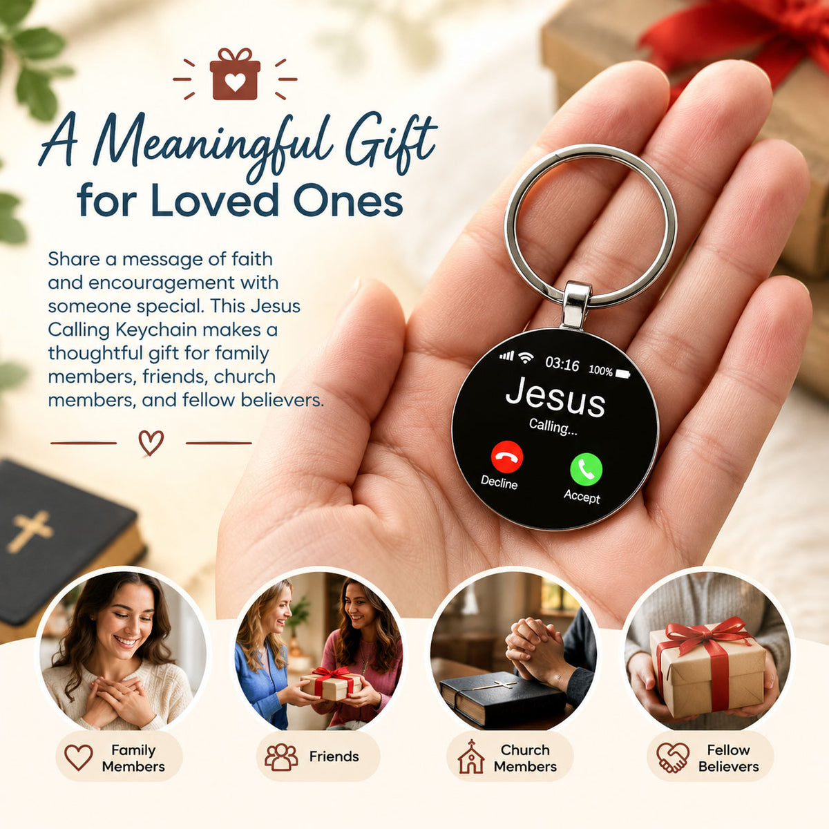 💥Buy 1 get 1 free 🔥Jesus Calling Keychain | A Daily Reminder of Faith & God’s Love