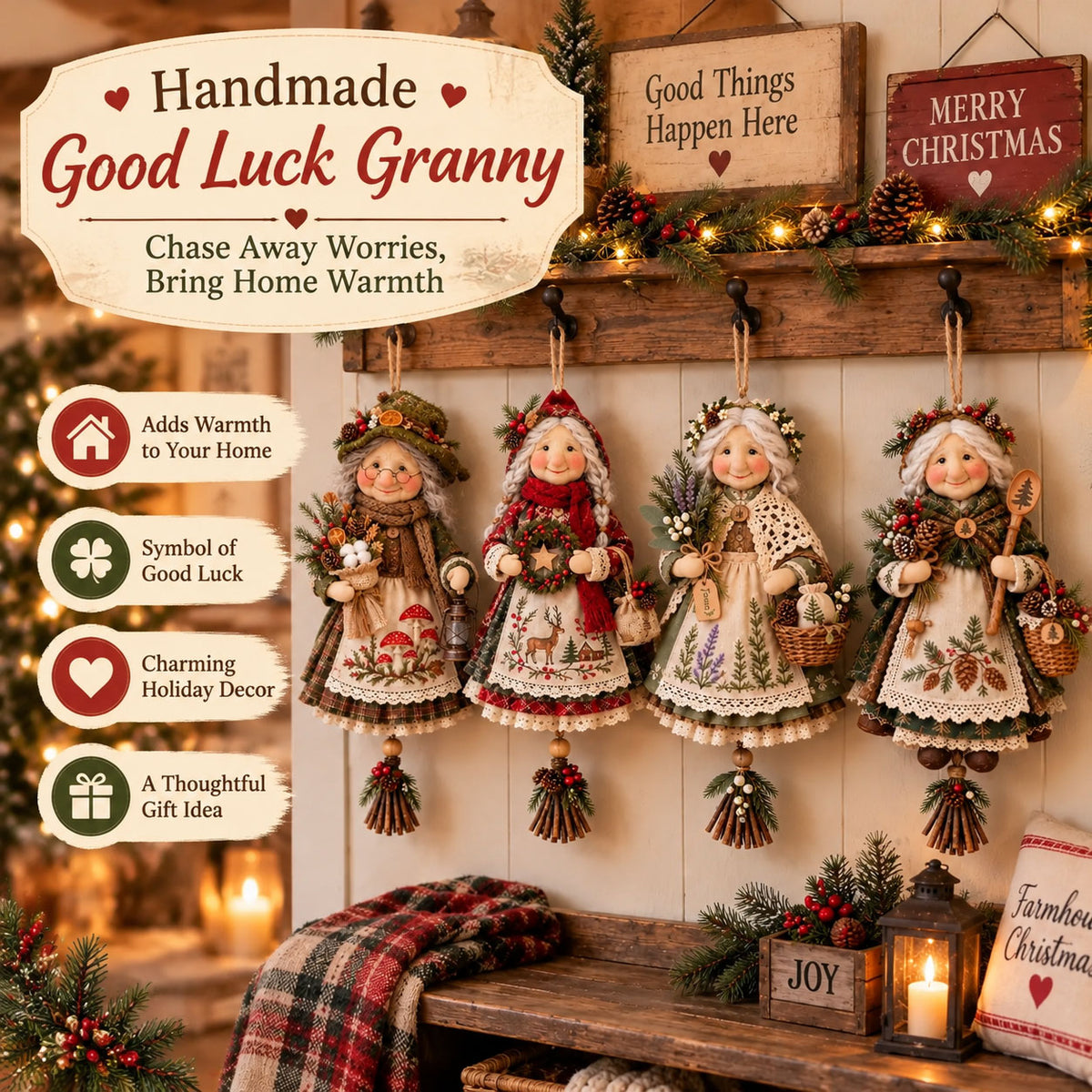 🍀Handmade Good Luck Granny - Chase Away Worries, Bring Home Warmth❤️✨