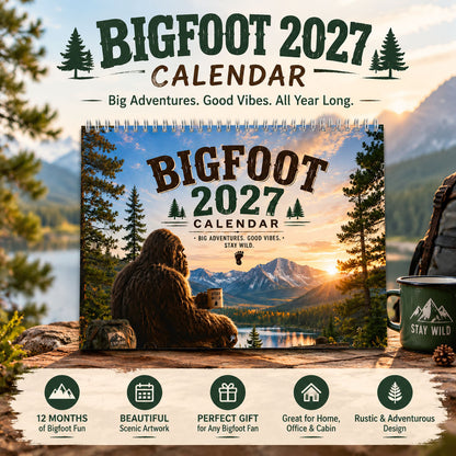 🦶Bigfoot 2027 Calendar - Funny Sasquatch Wall Calendar
