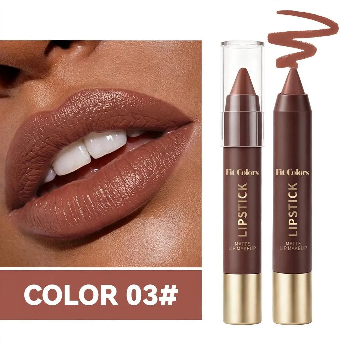 💄Long-Lasting Matte Brown Lip Liner & Lipstick – 6 Colors