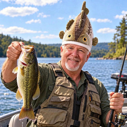 dht™⭐Bucketmouth Bass Fish Plush Hat – Funny Fishing Gift🔥Limited Edition🔥