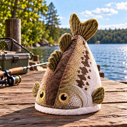 dht™⭐Bucketmouth Bass Fish Plush Hat – Funny Fishing Gift🔥Limited Edition🔥
