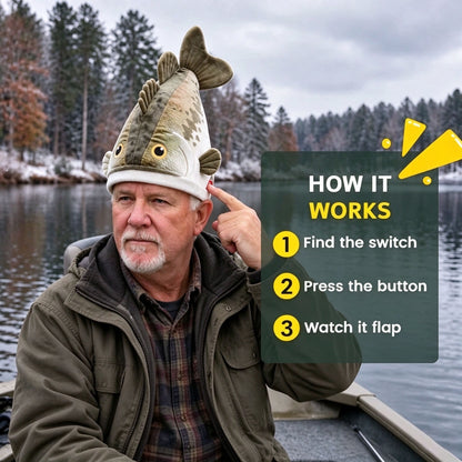 dht™⭐Bucketmouth Bass Fish Plush Hat – Funny Fishing Gift🔥Limited Edition🔥