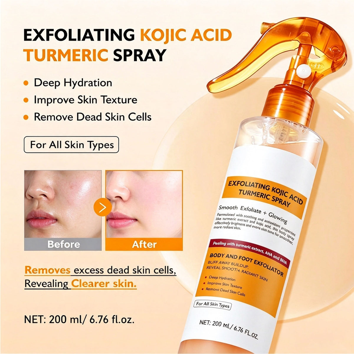 dht™⭐Peel Shot Kojic Acid & Turmeric Exfoliating Spray| Retinol Body & Face Spray for All Skin Types