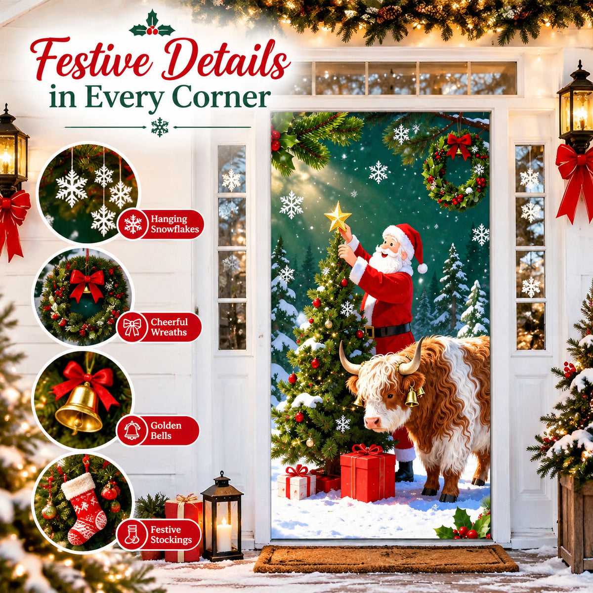 dht™⭐Christmas Door Cover | Festive Holiday Front Door Decoration