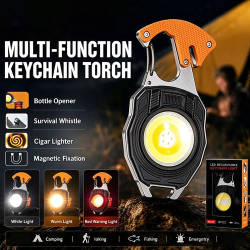 dht™⭐Mini Keychain Flashlight Rechargeable Work Light Multifunction Outdoor Camping Emergency Light