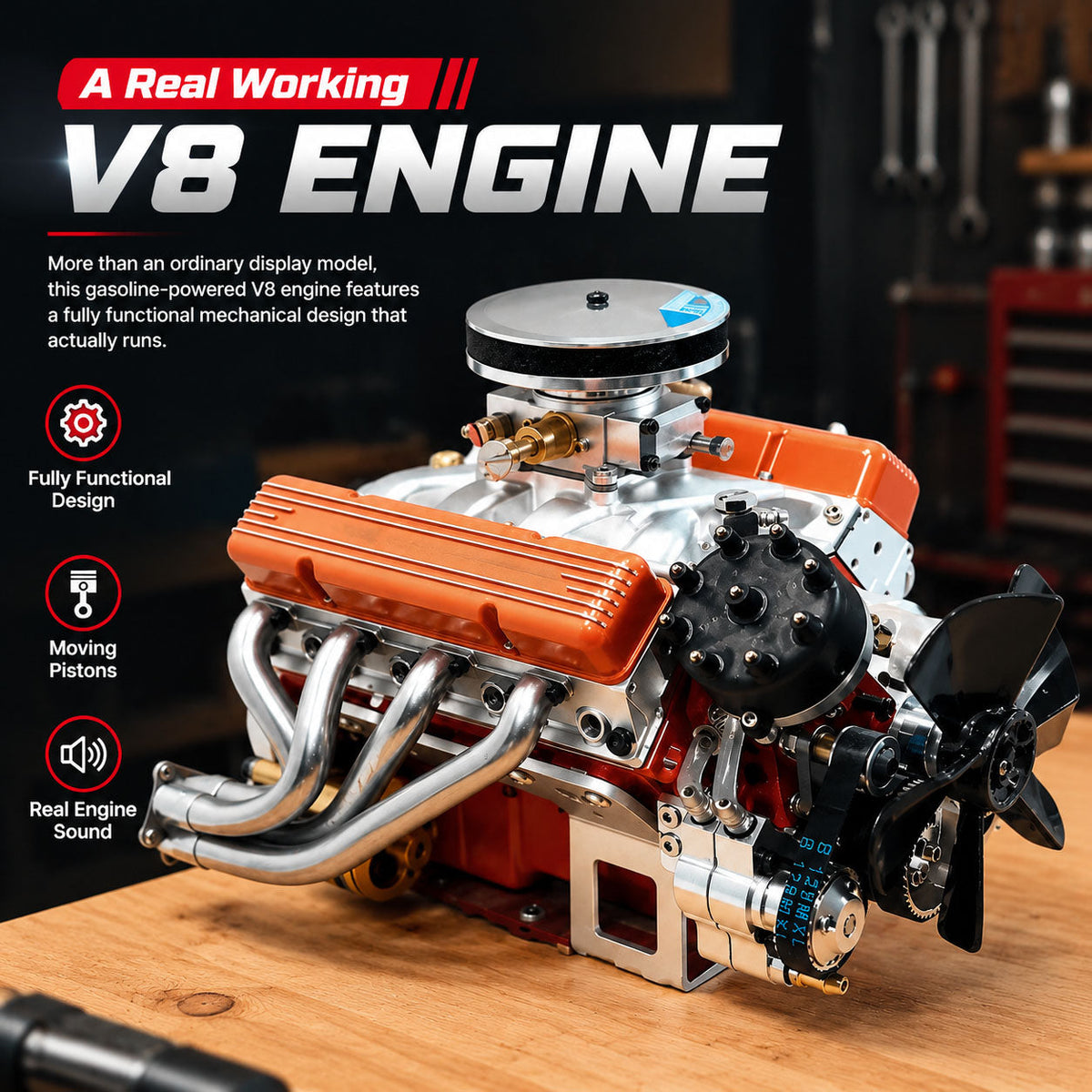 ⚙️GasOline OHV V8 Small Block Engine Model Kits