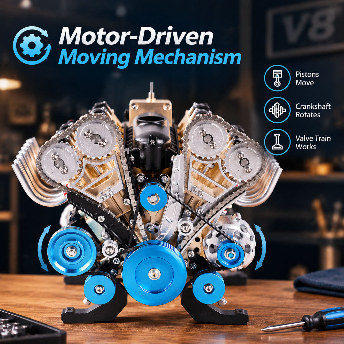 ⚙️1:3 Full Metal V8 Engine Model Kit