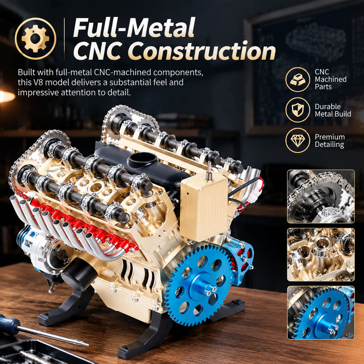 ⚙️1:3 Full Metal V8 Engine Model Kit